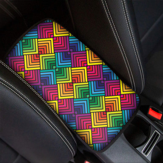 Geometric Rainbow Pattern Print Car Center Console Cover