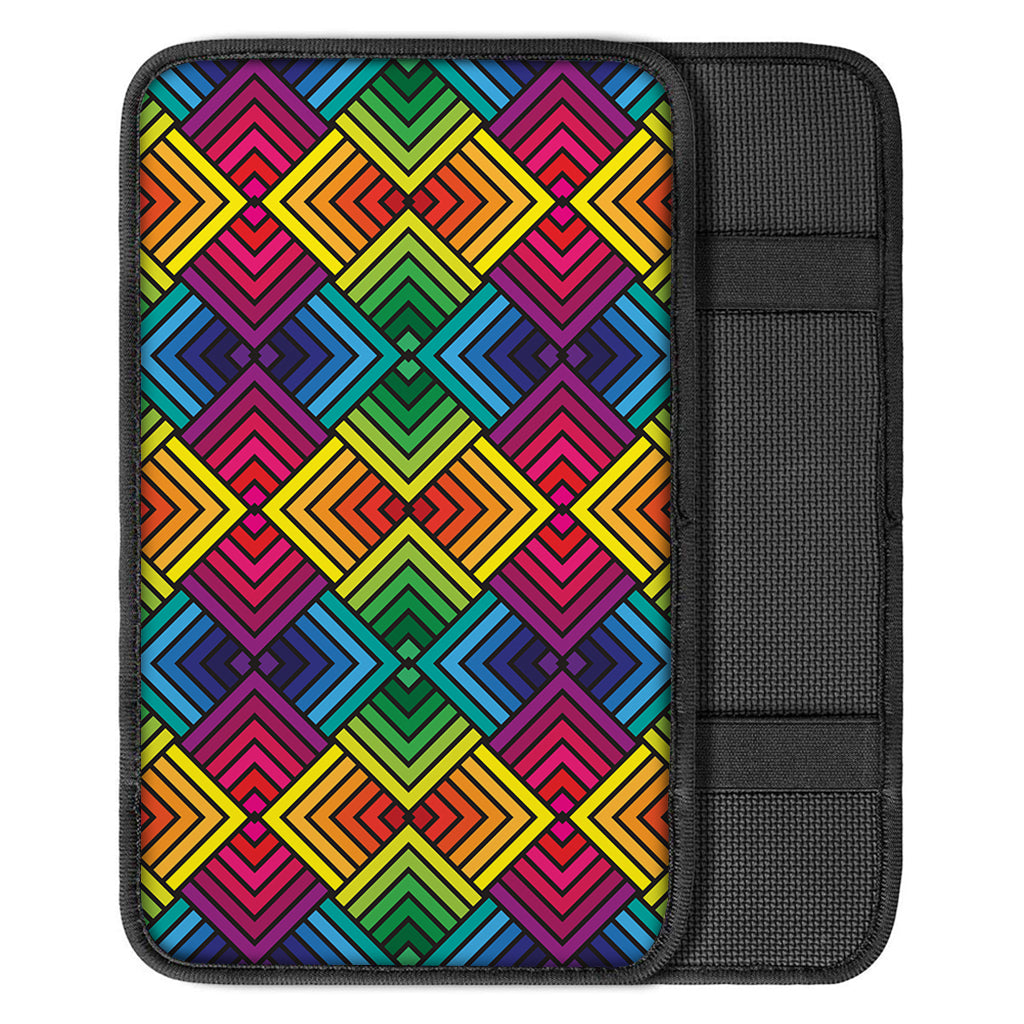 Geometric Rainbow Pattern Print Car Center Console Cover