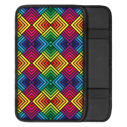 Geometric Rainbow Pattern Print Car Center Console Cover