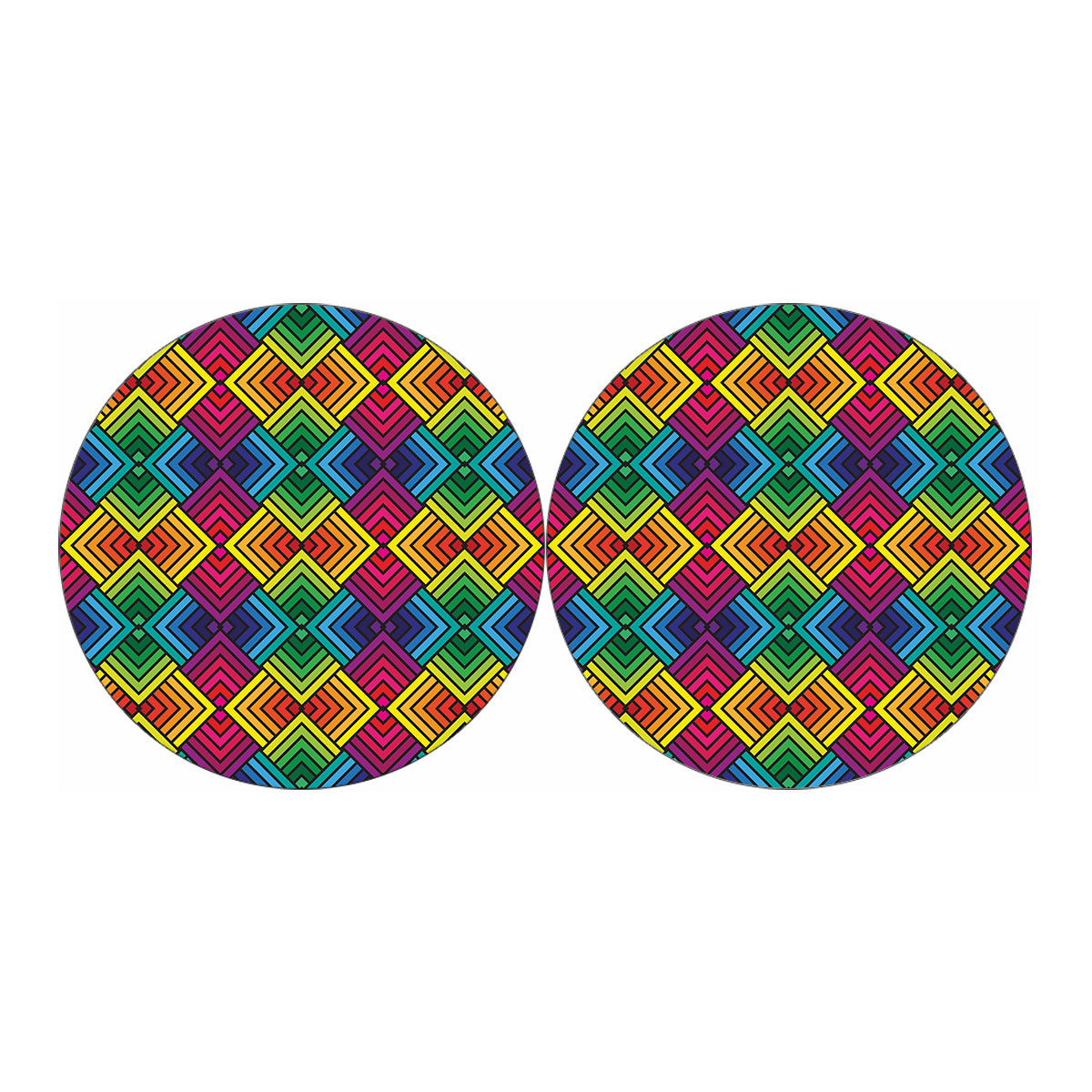Geometric Rainbow Pattern Print Car Coasters