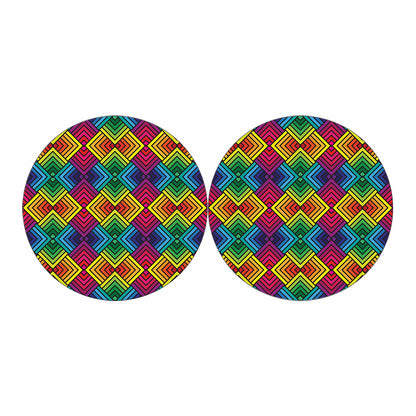 Geometric Rainbow Pattern Print Car Coasters