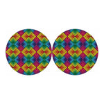 Geometric Rainbow Pattern Print Car Coasters