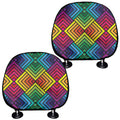 Geometric Rainbow Pattern Print Car Headrest Covers
