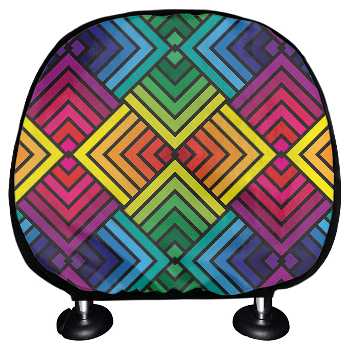 Geometric Rainbow Pattern Print Car Headrest Covers