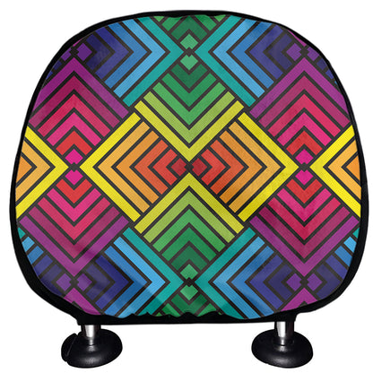 Geometric Rainbow Pattern Print Car Headrest Covers