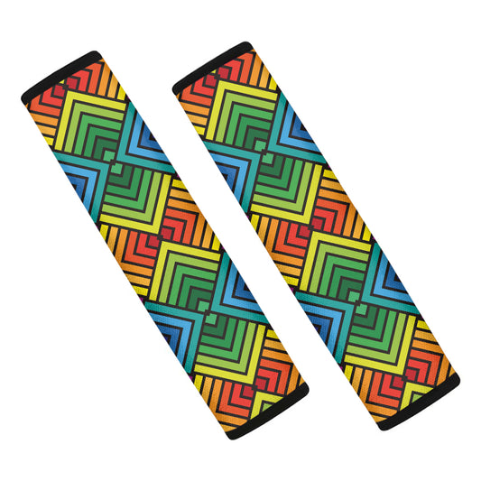 Geometric Rainbow Pattern Print Car Seat Belt Covers