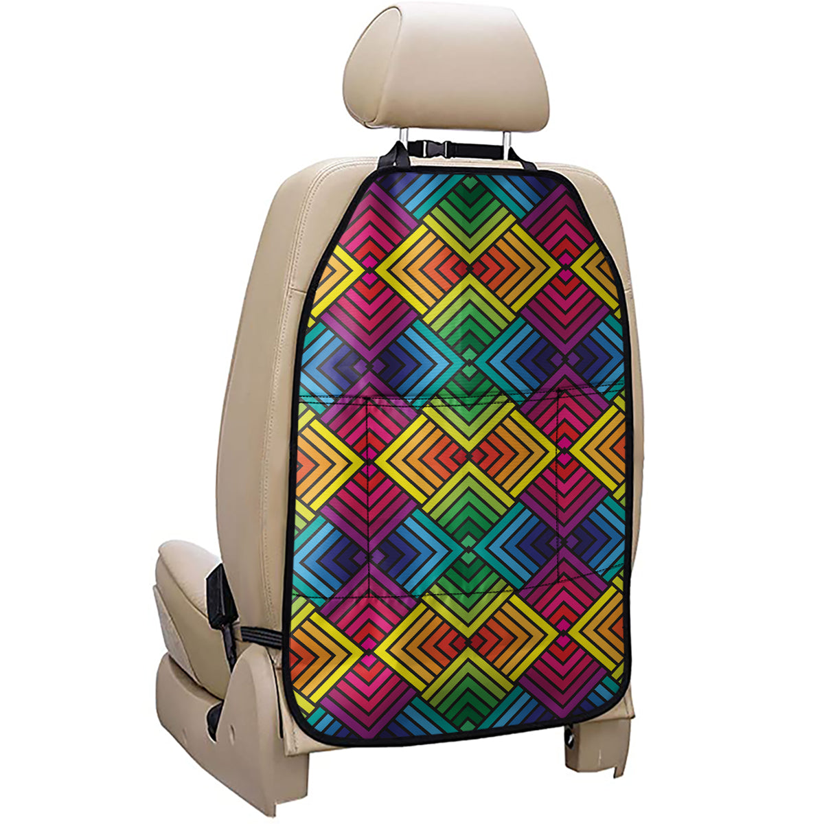 Geometric Rainbow Pattern Print Car Seat Organizers