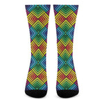 Geometric Rainbow Pattern Print Crew Socks