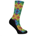 Geometric Rainbow Pattern Print Crew Socks