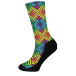 Geometric Rainbow Pattern Print Crew Socks