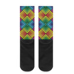 Geometric Rainbow Pattern Print Crew Socks
