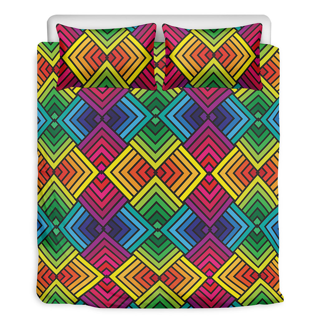 Geometric Rainbow Pattern Print Duvet Cover Bedding Set