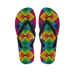 Geometric Rainbow Pattern Print Flip Flops