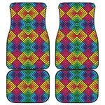 Geometric Rainbow Pattern Print Front and Back Car Floor Mats