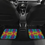 Geometric Rainbow Pattern Print Front and Back Car Floor Mats