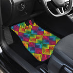 Geometric Rainbow Pattern Print Front and Back Car Floor Mats