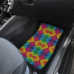 Geometric Rainbow Pattern Print Front and Back Car Floor Mats