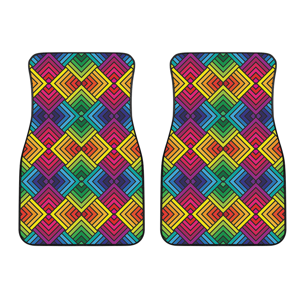 Geometric Rainbow Pattern Print Front Car Floor Mats