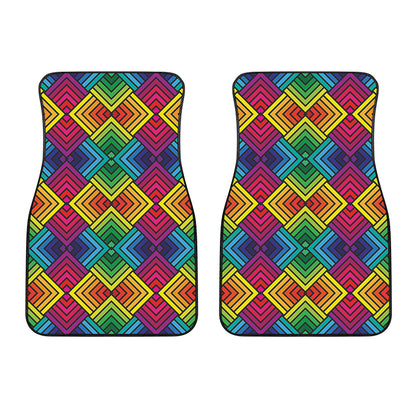 Geometric Rainbow Pattern Print Front Car Floor Mats