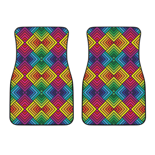 Geometric Rainbow Pattern Print Front Car Floor Mats