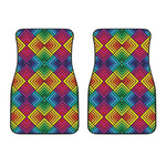 Geometric Rainbow Pattern Print Front Car Floor Mats