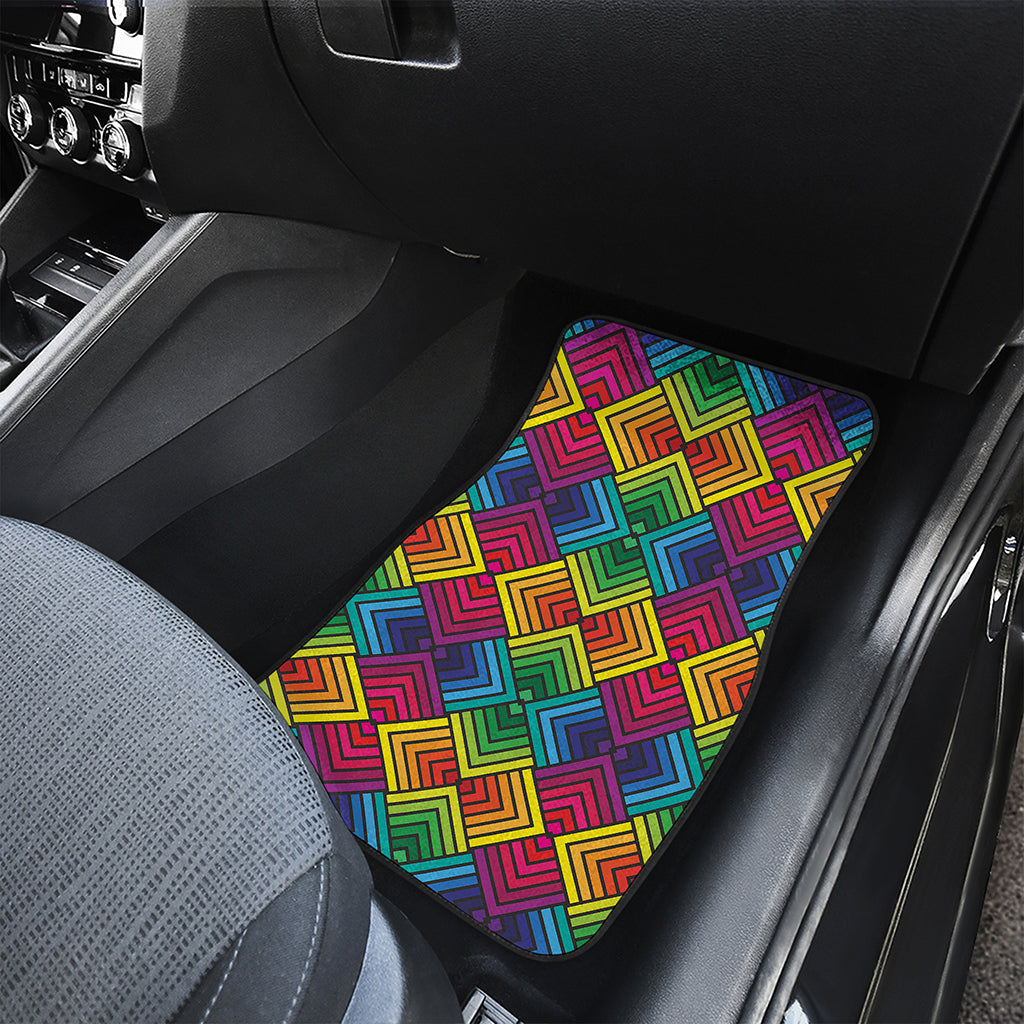 Geometric Rainbow Pattern Print Front Car Floor Mats