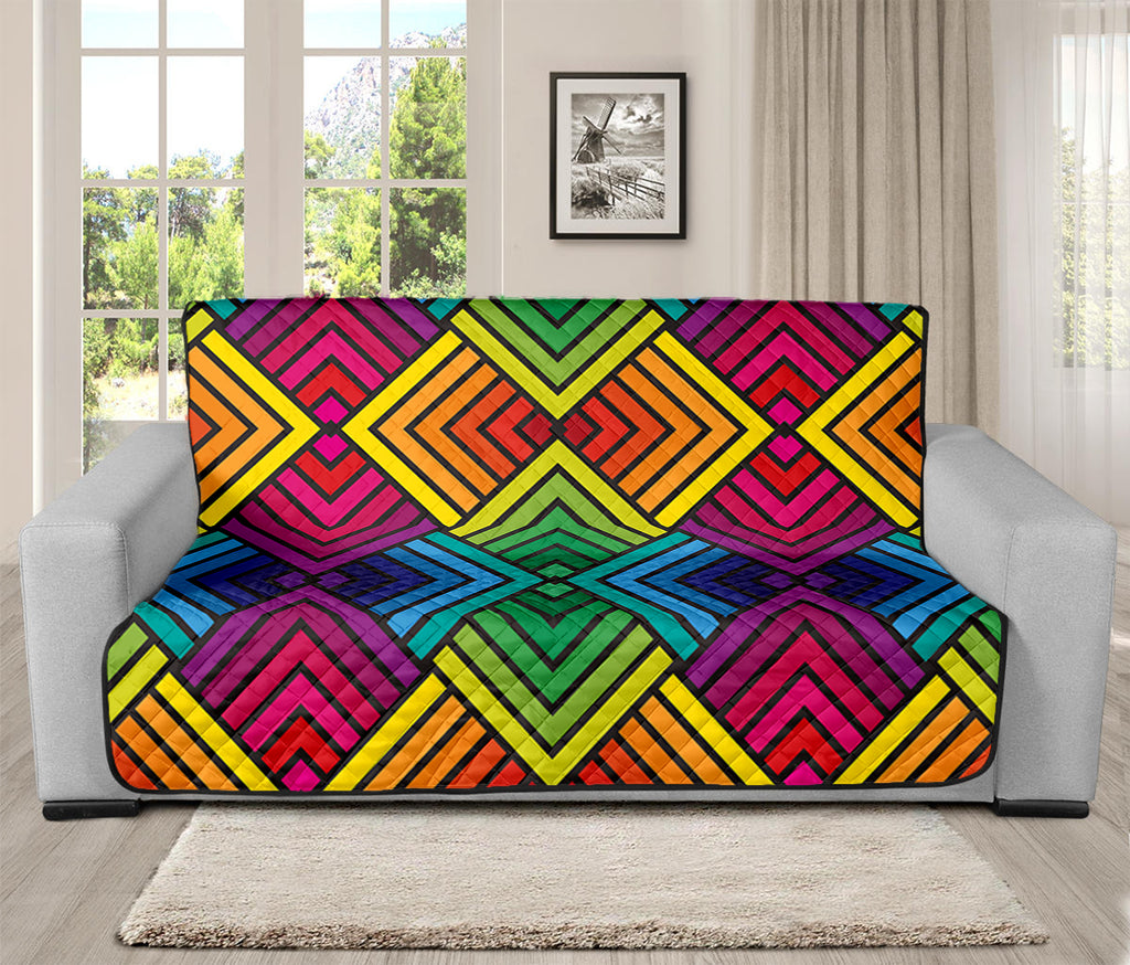 Geometric Rainbow Pattern Print Futon Protector