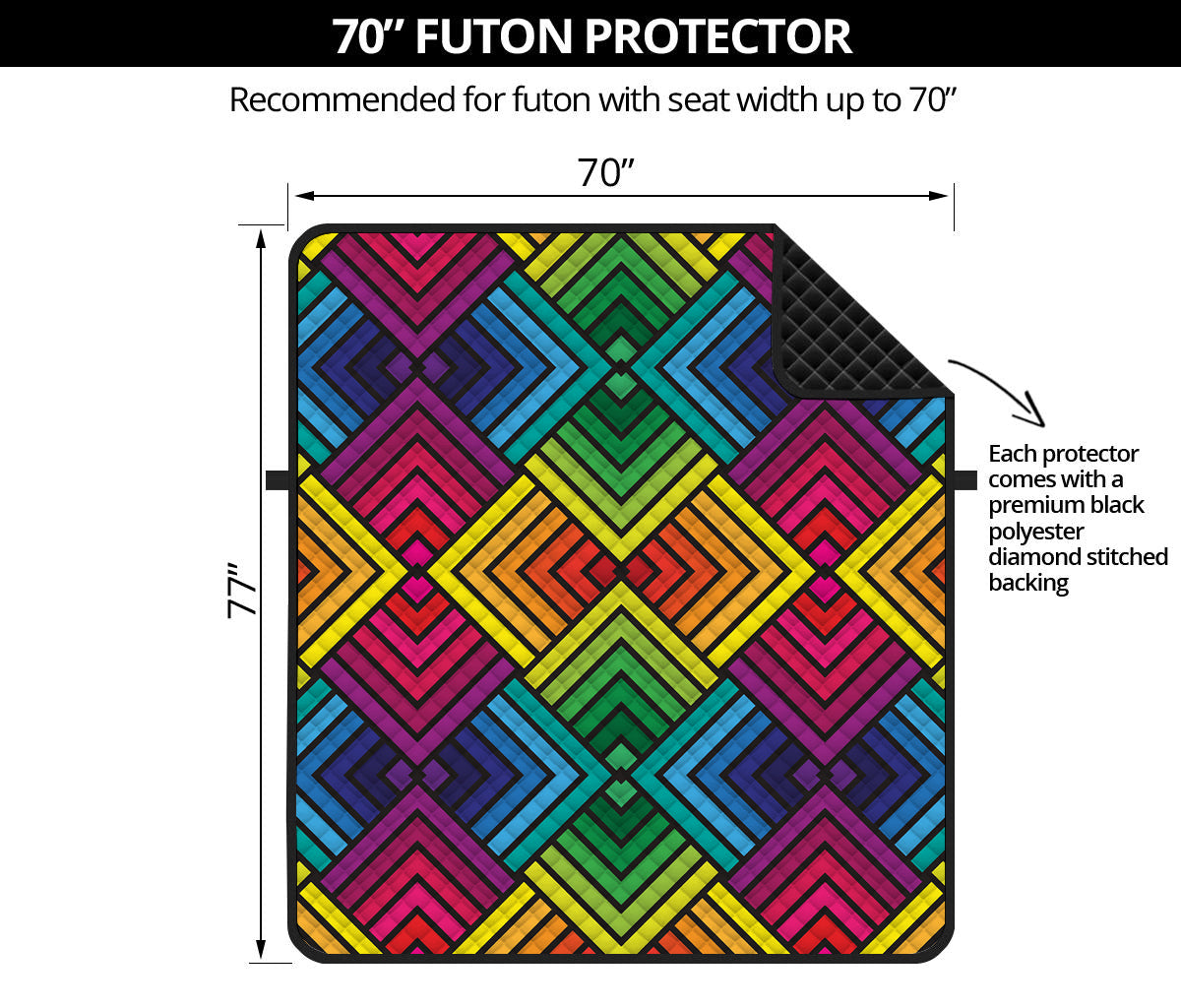 Geometric Rainbow Pattern Print Futon Protector