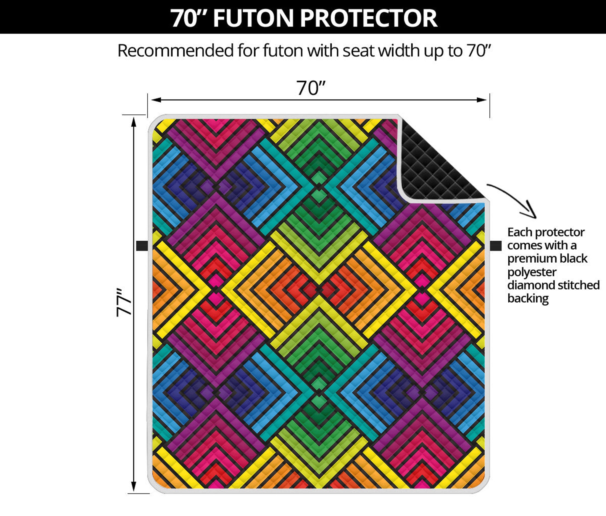 Geometric Rainbow Pattern Print Futon Protector