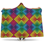 Geometric Rainbow Pattern Print Hooded Blanket