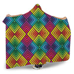 Geometric Rainbow Pattern Print Hooded Blanket