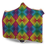 Geometric Rainbow Pattern Print Hooded Blanket