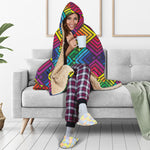 Geometric Rainbow Pattern Print Hooded Blanket