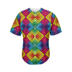 Geometric Rainbow Pattern Print Men's Baseball Jersey