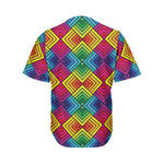 Geometric Rainbow Pattern Print Men's Baseball Jersey