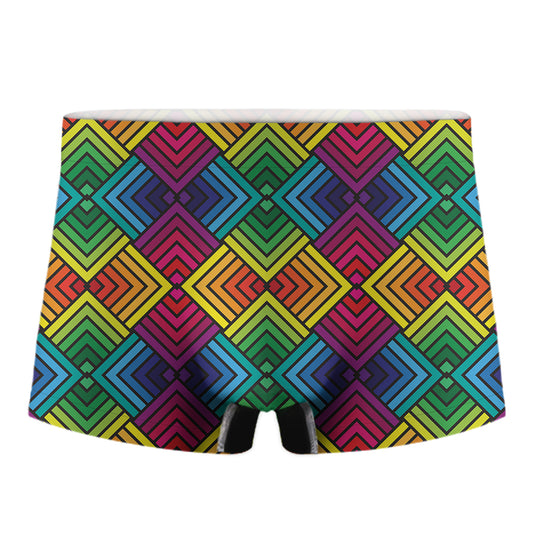 Geometric Rainbow Pattern Print Men's Boxer Briefs