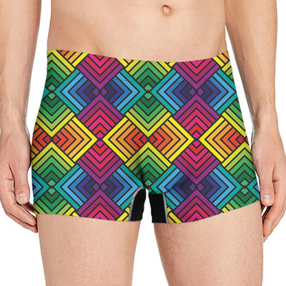 Geometric Rainbow Pattern Print Men's Boxer Briefs