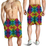 Geometric Rainbow Pattern Print Men's Shorts