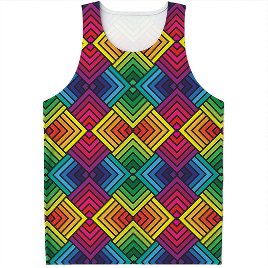 Geometric Rainbow Pattern Print Men's Tank Top