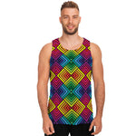Geometric Rainbow Pattern Print Men's Tank Top