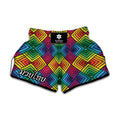 Geometric Rainbow Pattern Print Muay Thai Boxing Shorts