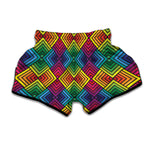 Geometric Rainbow Pattern Print Muay Thai Boxing Shorts