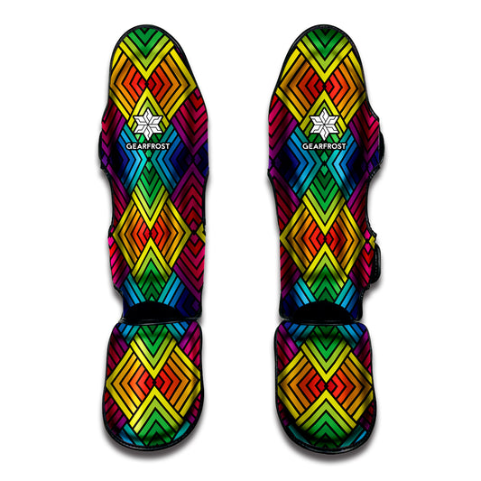 Geometric Rainbow Pattern Print Muay Thai Shin Guard