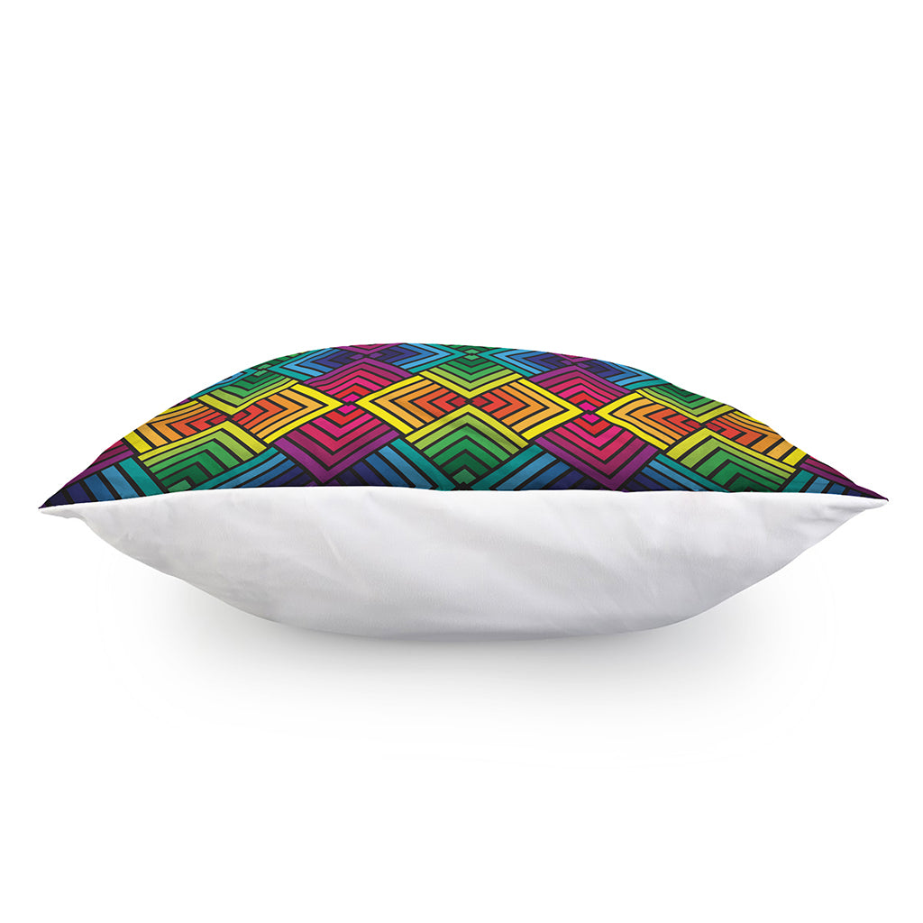 Geometric Rainbow Pattern Print Pillow Cover
