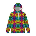 Geometric Rainbow Pattern Print Pullover Hoodie