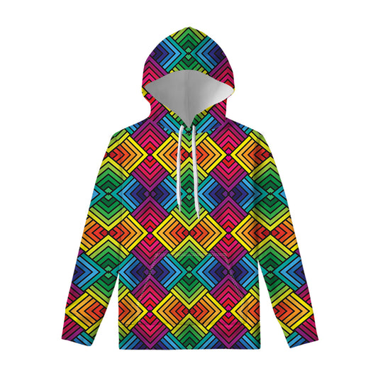 Geometric Rainbow Pattern Print Pullover Hoodie