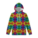 Geometric Rainbow Pattern Print Pullover Hoodie