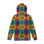 Geometric Rainbow Pattern Print Pullover Hoodie