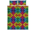 Geometric Rainbow Pattern Print Quilt Bed Set