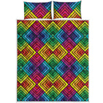 Geometric Rainbow Pattern Print Quilt Bed Set